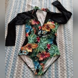 Used Floral Women One Piece Swimsuit